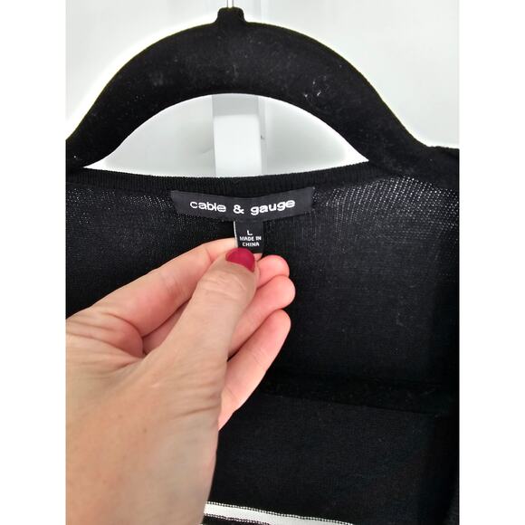 Cable & Gauge Women's Multicolor Striped Long Sleeve Open Front Cardigan Size L - Picture 3 of 4